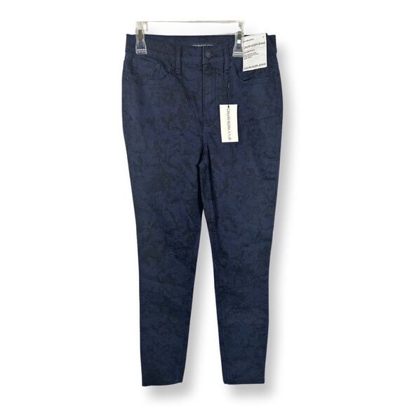 NWT Calvin Klein Women’s Blue Snakeskin Print High Rise Skinny Denim Jeans 27 - Picture 1 of 11
